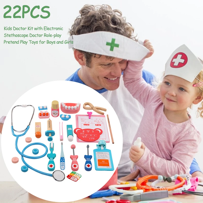 

Baby Doctor Toys Electronic Stethoscope Doctor Play House Nurse Role-play Pretend Play Toy Boys Girls Medical Tools Fancy Party