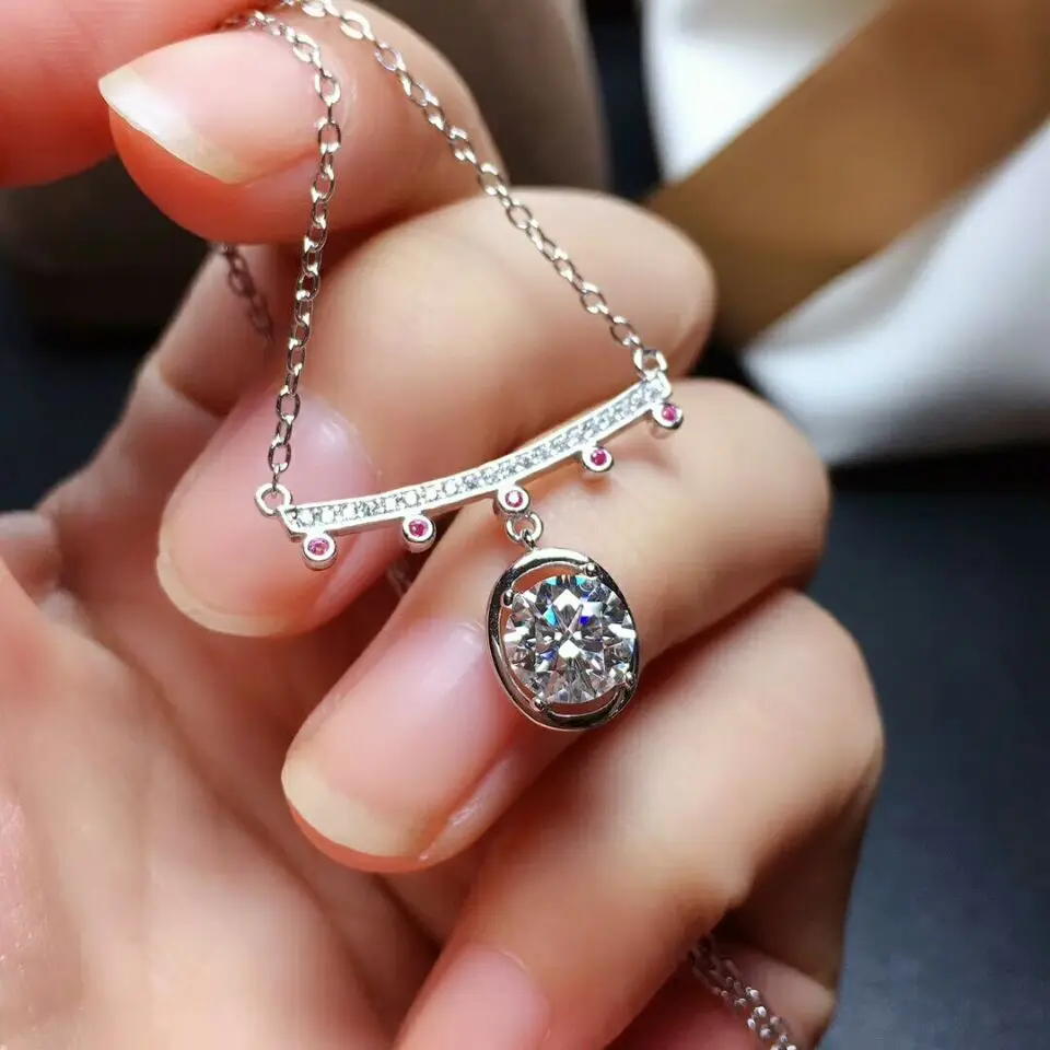 

MeiBaPJ 1 Carat D Color Real Diamond Fashion Pendant Necklace for Women Real 925 Solid Silver Fine Wedding Jewelry