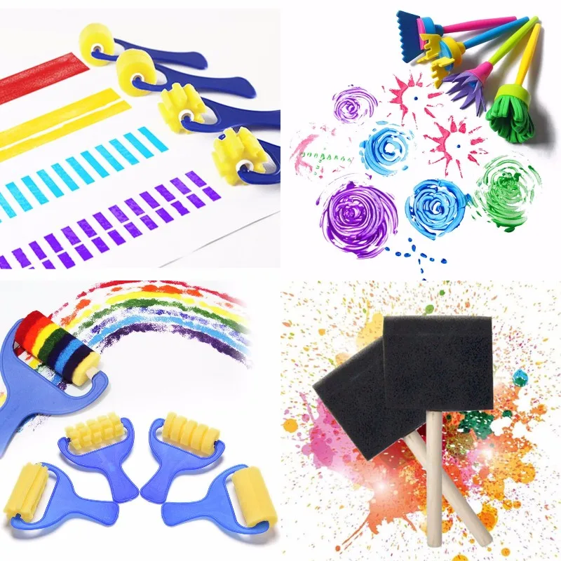 

1/4 шт. цветочным принтом в стиле «сделай сам губка для граффити товары для рукоделия кисти уплотнения инструменты для рисования Забавный ри...