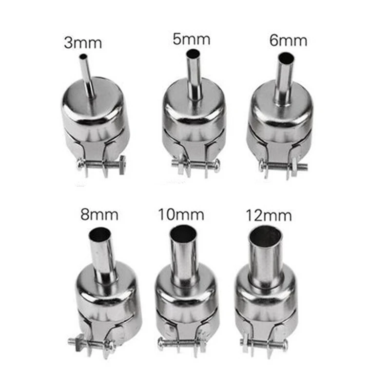 

6Pcs 3-12mm Circular Nozzles for Hot Air Soldering Station Universal Metal Heat Resisting Nozzles