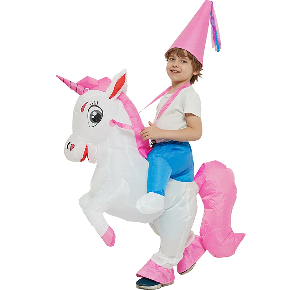 

Kids Unicorn Inflatable Costume Halloween Cosplay Anime Horse Fancy Dress Riding On Dino Blow Up Carnival Costumes For Adult