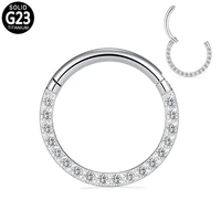 nose ring g23 titanium cz hinged segment nipple clicker daith earrings hoop ear cartilage tragus lip stud piercing jewelry