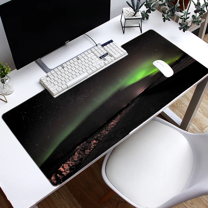 

Large Mousepadaurora borealis theme gaming Mouse pad XL big keyboard mat