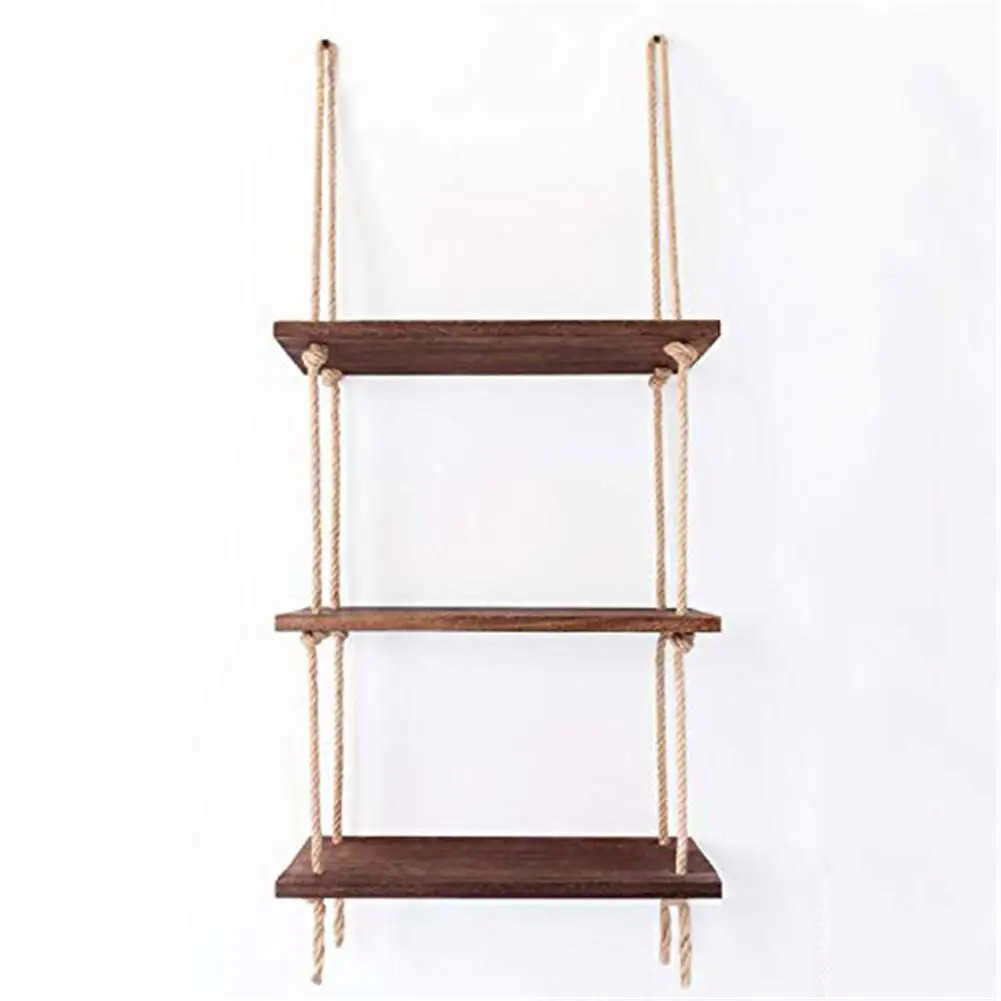 Настенные подвесные полки из джутовой веревки деревянная полка для окон стеллаж