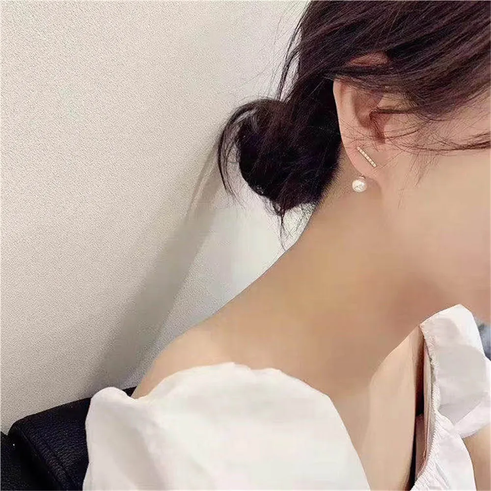 Real Solid 925 Sterling Silver Pearl Stud Earrings Accessories Findings DIY  Jewelry Ear Hook Blank Empty Support