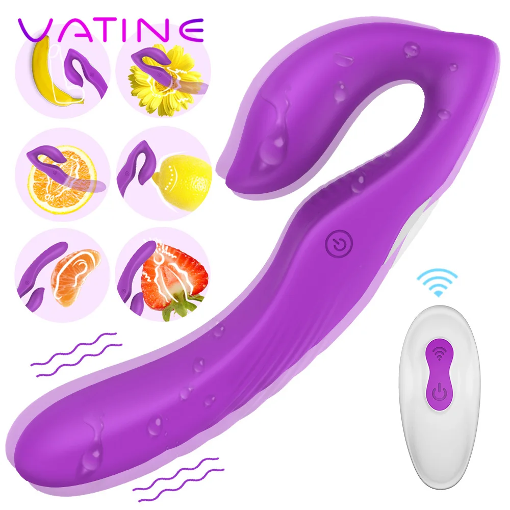 Двойной вибрационный фаллоимитатор VATINE на ремешке Анальный массажер без