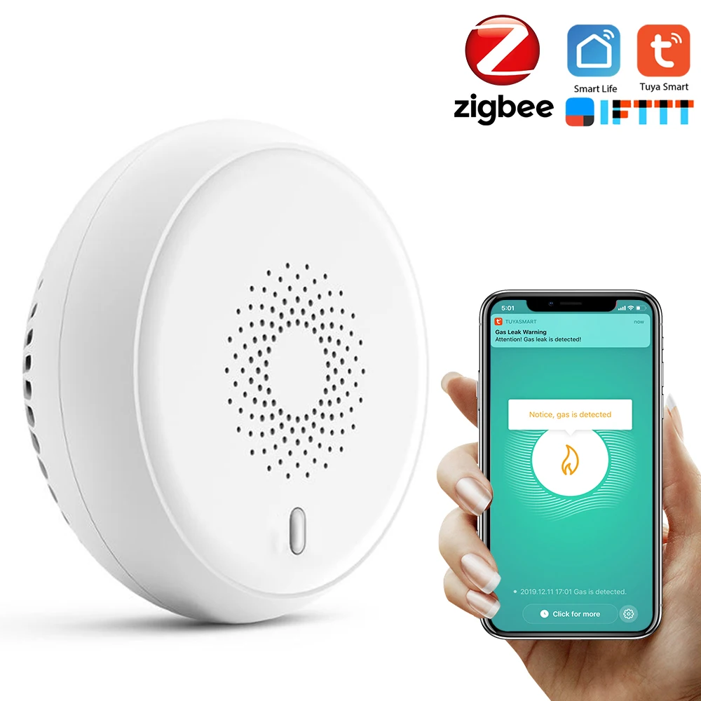 

ZigBee Tuya Gas Detector Household Combustible Gas Leak Tester Sniffer with Sound Alarm APP Remote Control Home Automation