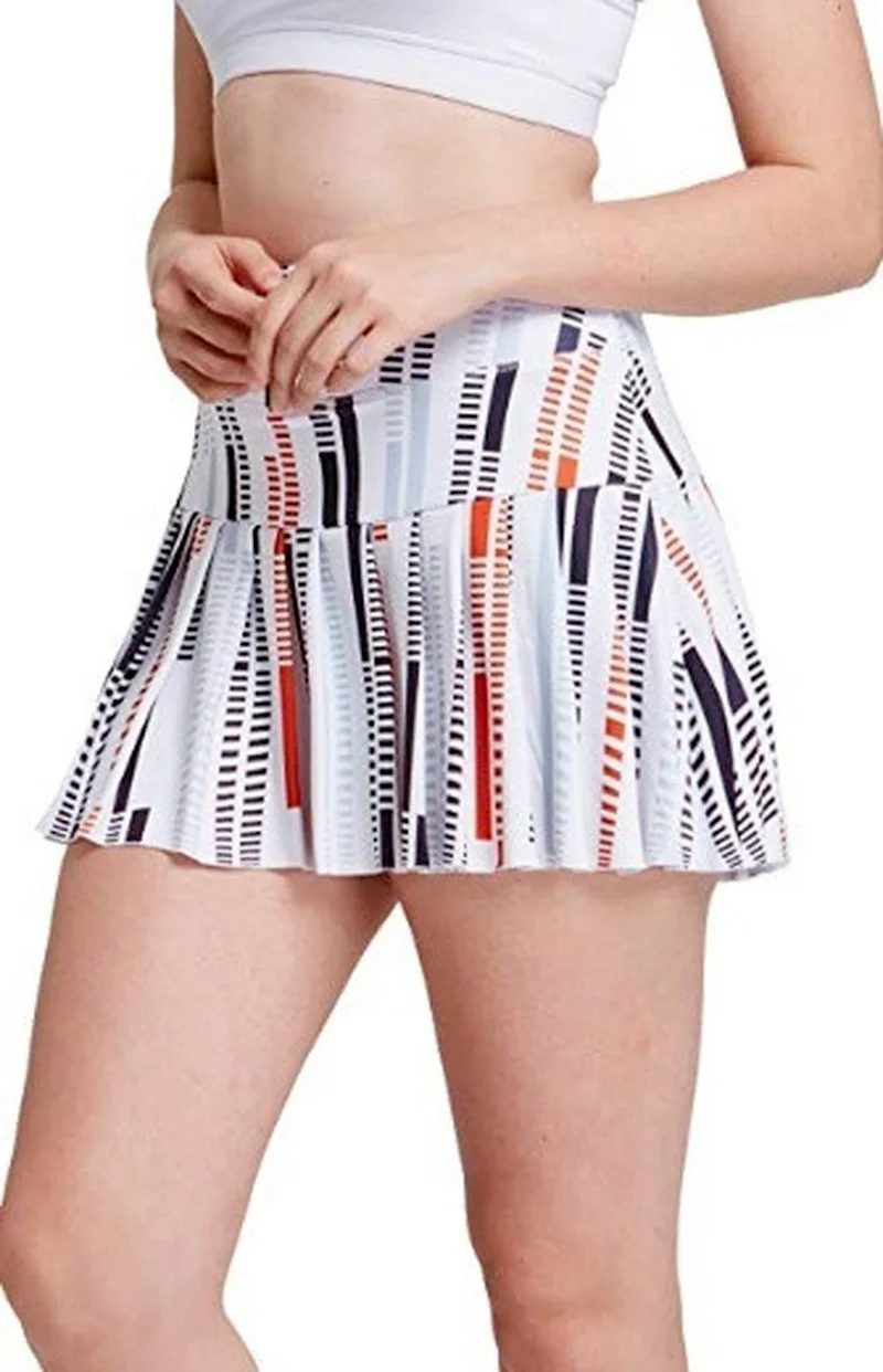 

Donsignet Summer Sports Tennis Golf Skirt Mid Waist Pleated Sports Shorts High Waist Pocket Skirts for Women Print Mini Skirts