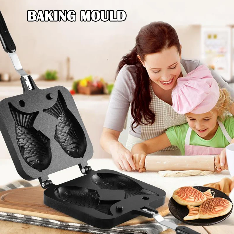 Taiyaki торт в форме рыбы Maker вафельная форма литой двухсторонний инструмент для