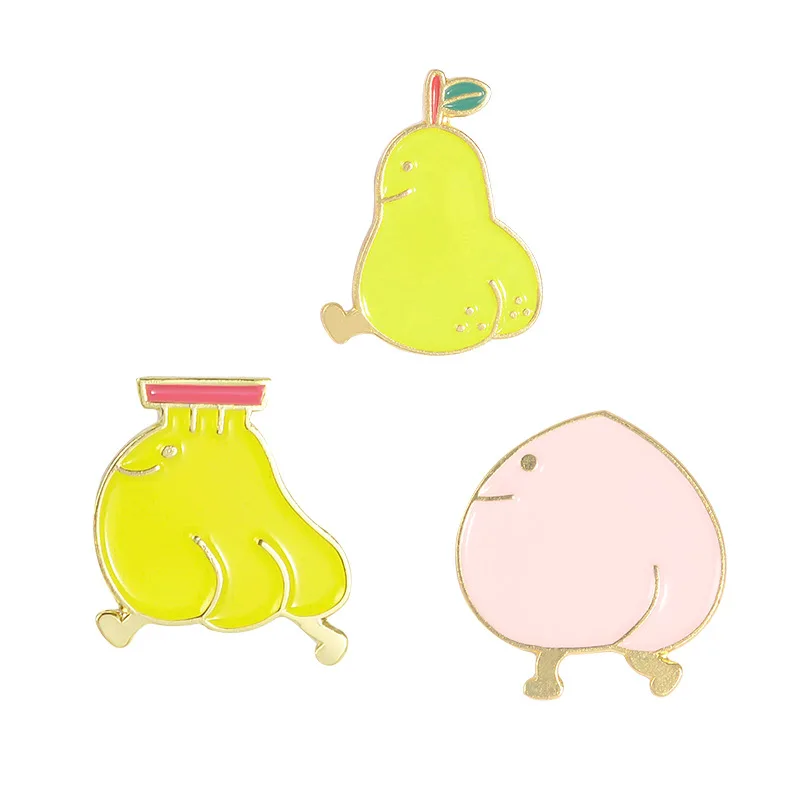 3 булавки Мультяшные Броши с фруктами для веймена персикового цвета груши банана