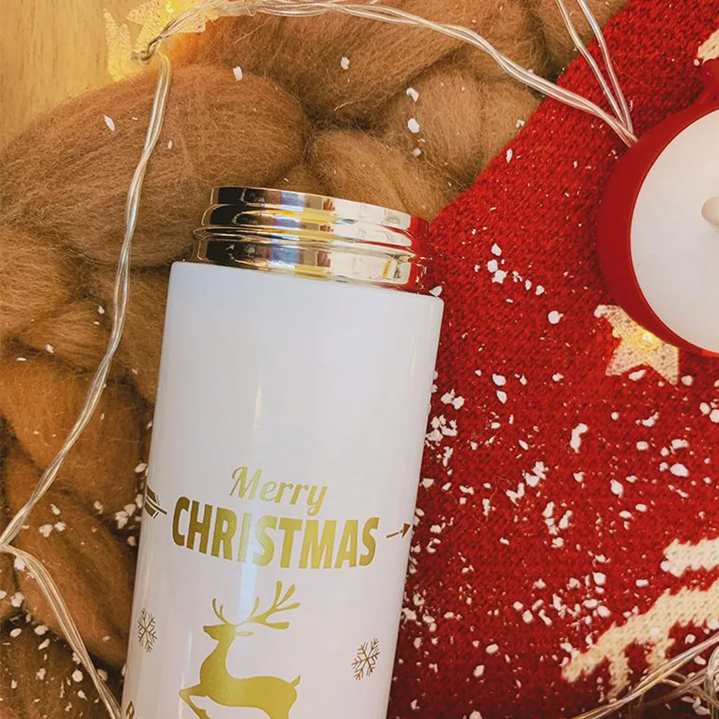 330 мл рождественская бутылка для воды нержавеющая сталь вакуумная фляжка кофе