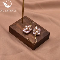 xlentag natural baroque fresh water pearl flower earrings fmale 925 sterling silver ear hook party gift fashion jewelry ge1019