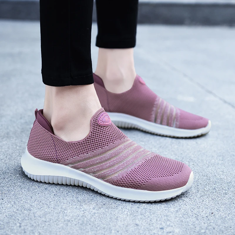 

Women Running Shoes New Fashion Mesh Breathable Running Sneakers Girls Lightweight Casual Gordless Sport Running Shoe Size 4.5-7