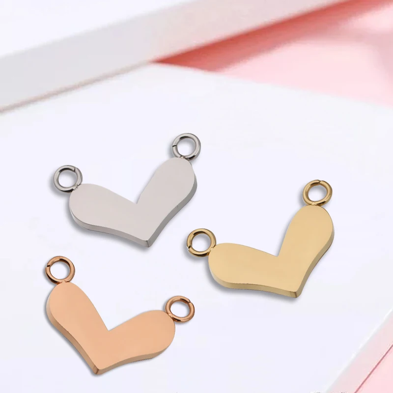 

Fnixtar 20Pcs Cute Heart Charms Mirror Polish Stainless Steel Connector Charms For DIY Making Necklace Braid Bracelets Jewelry