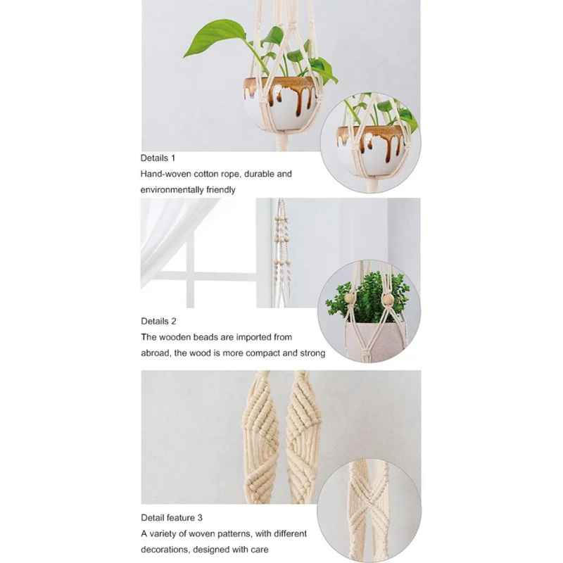 

Flower pot tray flowers pot rack plant hanger rack idyllic plant tray hanging natural jute balcony plant hanging basket