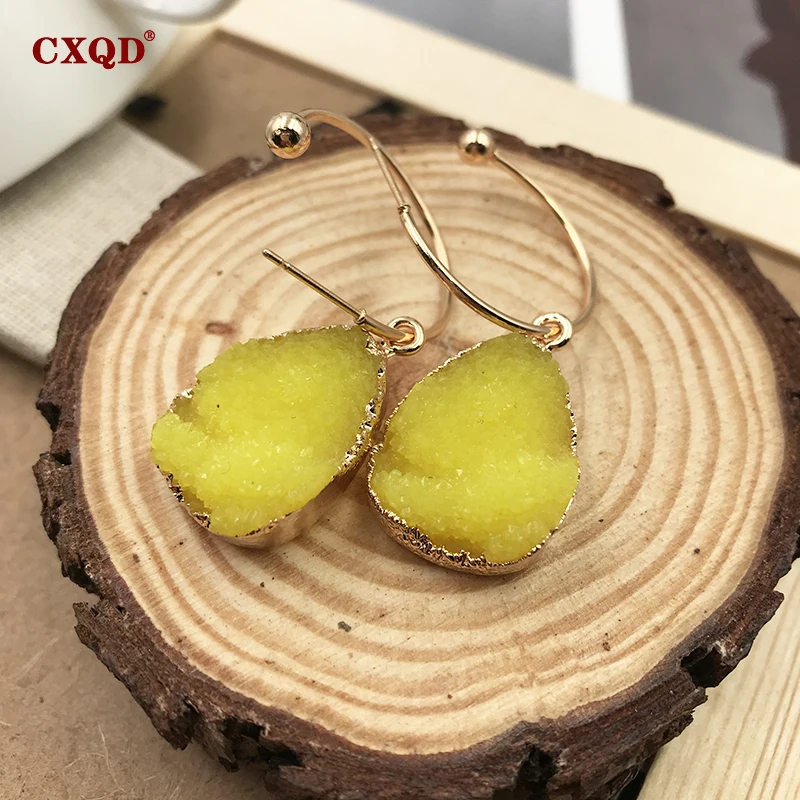 CXQD 1 пара европейские ювелирные изделия Красочные Висячие серьги в форме капли
