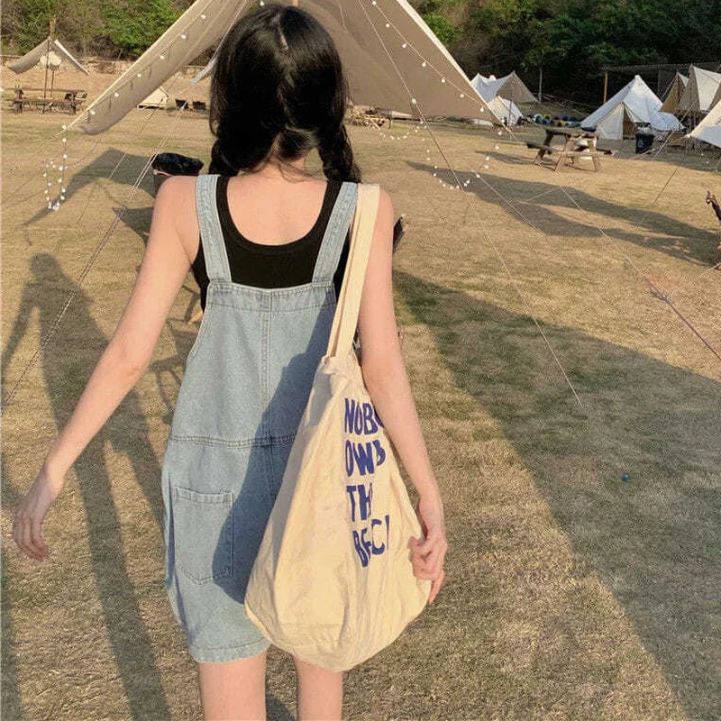 

Denim Rompers Women Solid Loose Teenagers Washed Vintage Students Leisure Females Playsuits Ulzzang Hipster Pockets Outdoor Chic