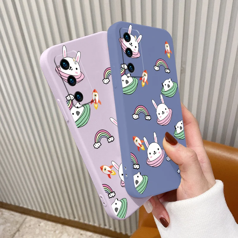 

Rainbow Liquid Silicone Case For Huawei P40 P30 P20 Pro Mate 40 30 20 Pro Lite P Smart 2021 Y7A Ultra Thin Soft Phone Cover Case