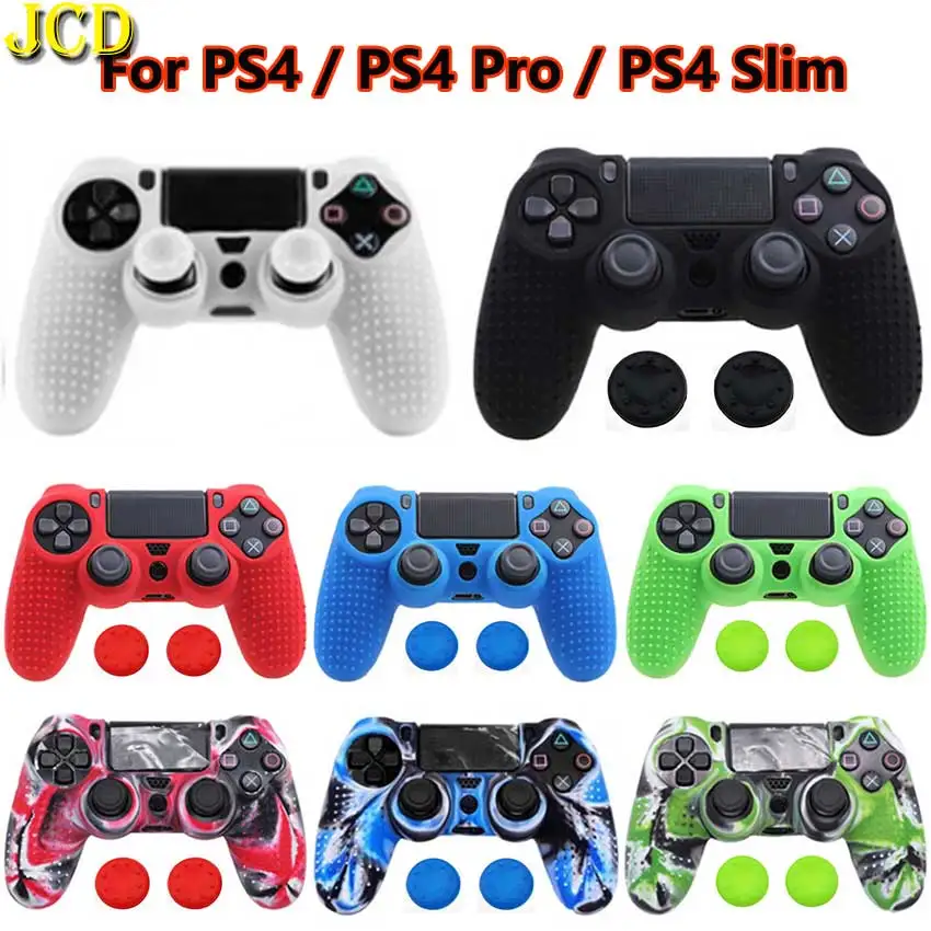 JCD Silicone Cover Skin for Dualshock 4 PS4 Pro Slim Controller Protection Case W/ Thumb Grips Caps PlayStation | Электроника