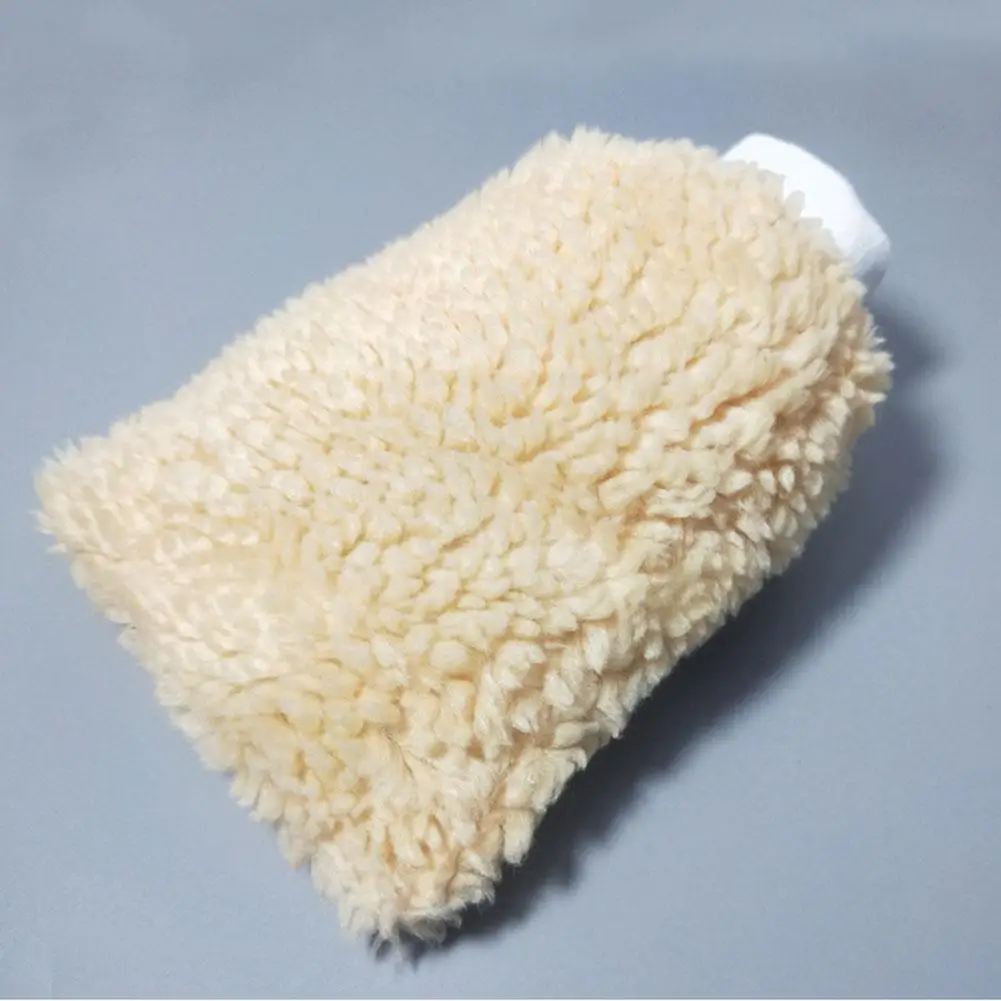 

Synthetic Lambs Wool Car Wash Mitt Thick Plush Reversible Anti-slip Car Wash Gloves