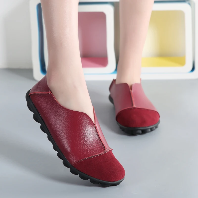 

Korean Version of Large Size Women's Shoes Moccasin Shoes Suede Stitching Leather Shoes Non-slip Casual Shoes Comfortable Shoes