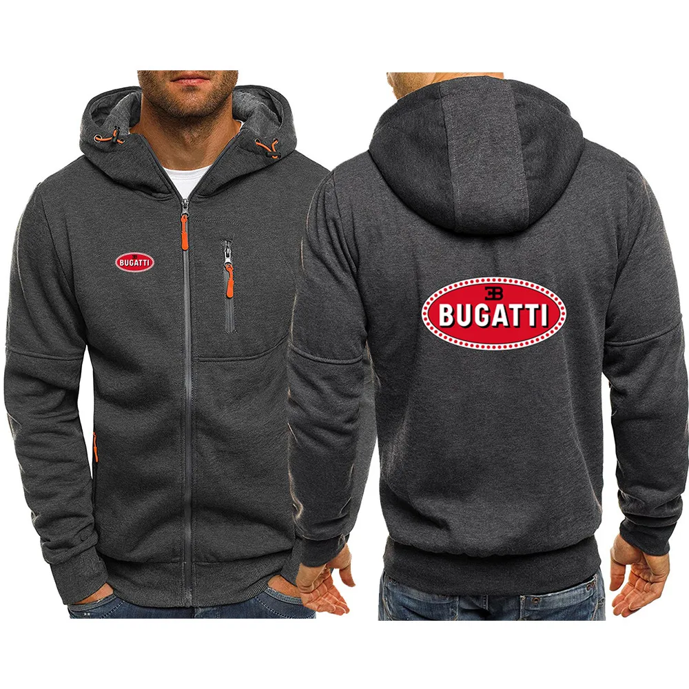 

2021 New Hoodie men Casual zipper Hooded Coat Spring and Autumn Sportswear Men's BUGATTI Car Logo Cardigan Sweatshirt Man Hoodie