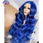Pelucas натуральные голубые парики тела Волнистые кружевные передние парики для женщин черные синтетические волосы безклеевые кружевные парики натуральные волосы