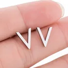 Новые серьги Модные ювелирные изделия серьги из нержавеющей стали простые металлические серьги-гвоздики в форме буквы V для женщин оптовая продажа
