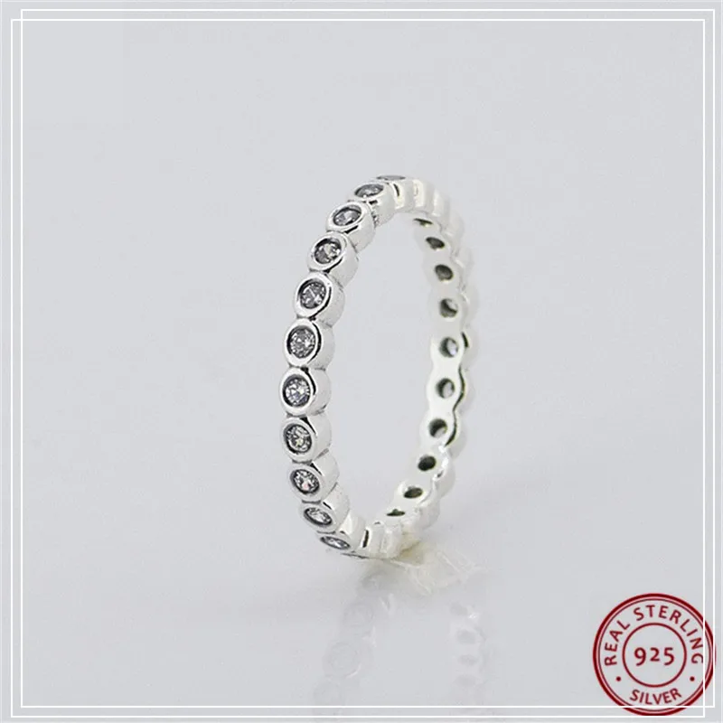 

925 Sterling Silver Clear CZ Small Round Eternity Stackable Pan Rings for Women Jewelry Free ShiPing Wholesale