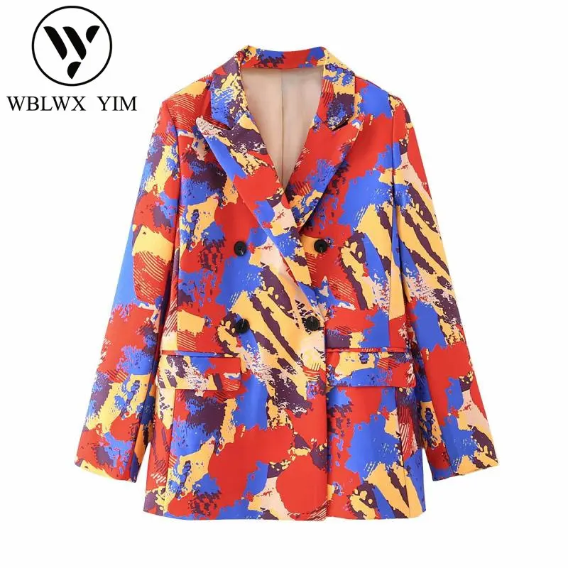 

Graffiti Print Blazer Jacket Women Autumn Fashion Single Breasted Long Sleeve Suit Jacket Female Streetwear Loose Blazers Coat
