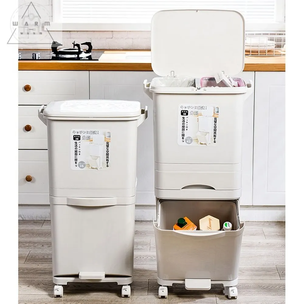 42L большой двойные слои для мусора Кухня вертикальный отходов сортировки ящики с