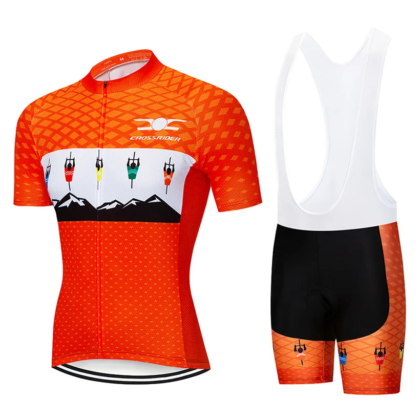 

2021 New 2021 Summer Orange Cycling Jersey Set MTB Bicycle Clothing Bike Clothes Top Wear Ropa Ciclismo Mens Short Maillot Culo
