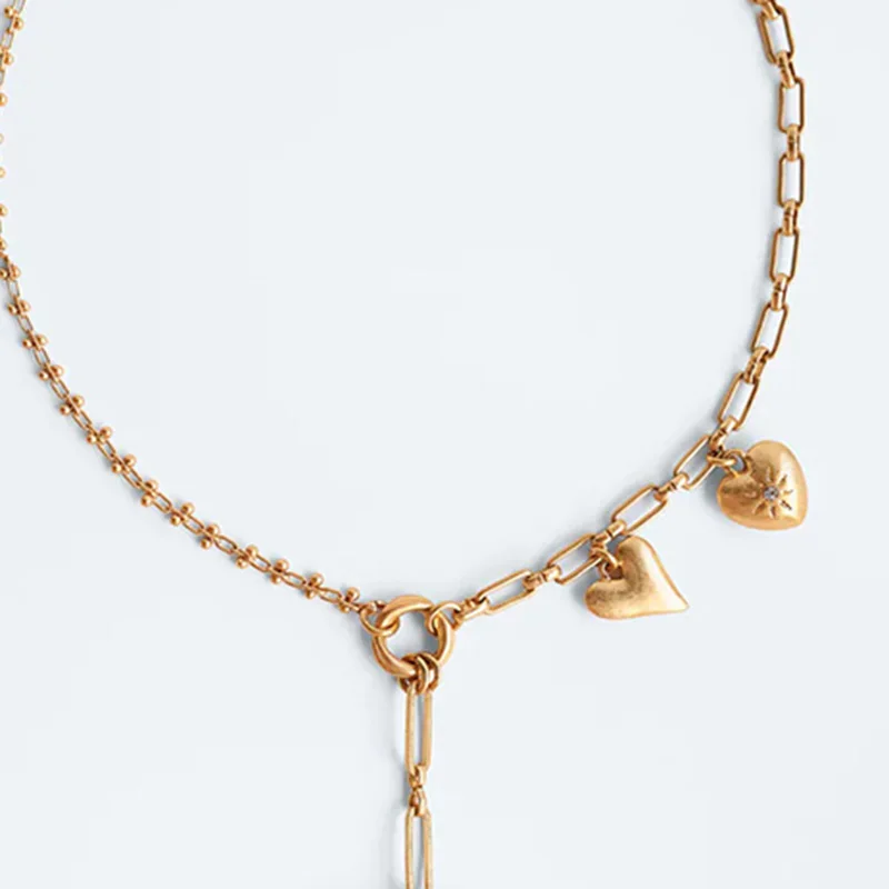Цепочка-ожерелье Женская Асимметричная металлическая в форме сердца | Украшения
