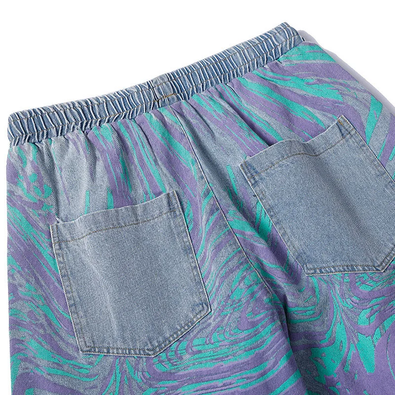 

SHENGPALAE Streetwear Blue Tie Dye Trousers Women's Autumn 2021 New High Waist Drawstring Loose Straight Pants Female Tide 5E265