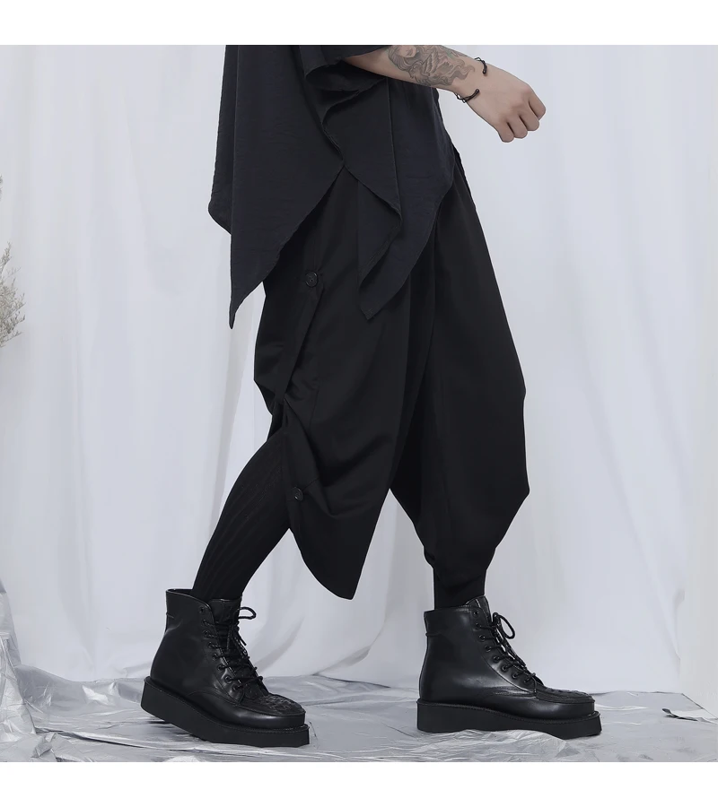 Мужские подвесные широкие брюки оригинальные повседневные в стиле темных гор