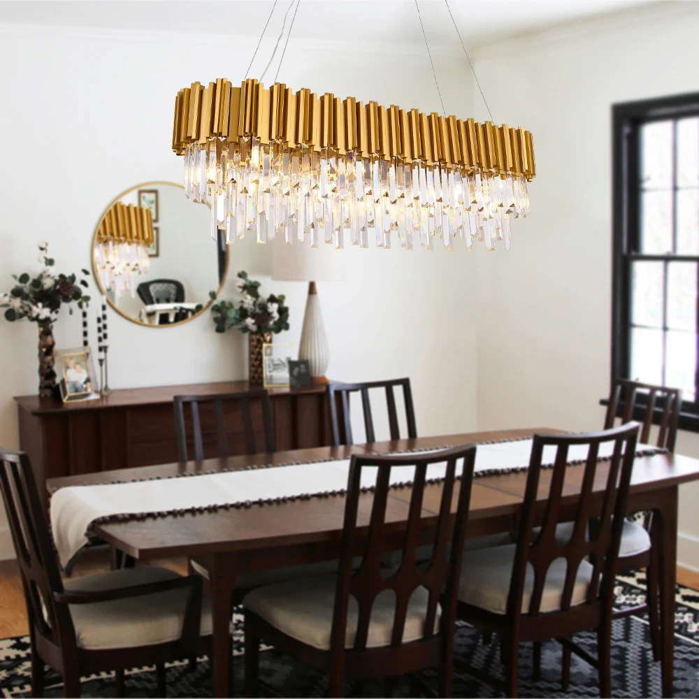 Хрустальные Светодиодный люстры потолочный светильник с золотой подвеской для