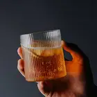 Стакан для виски ручной работы в японском стиле, креативный стеклянный Ретро стакан в полоску, 310 мл, для дома, пива, льда, кофе