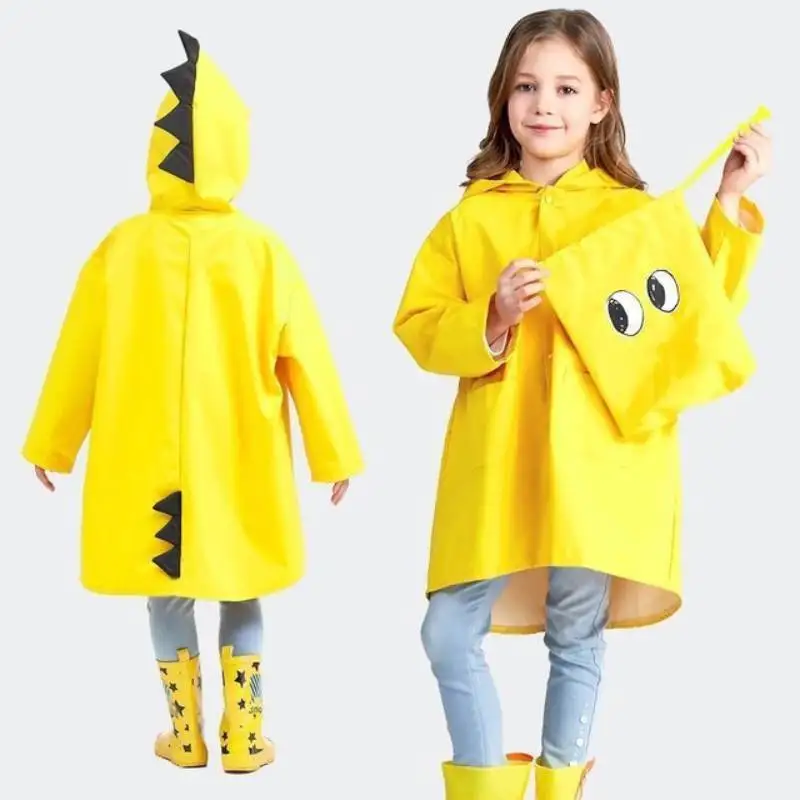 Непромокаемый дождевик с динозавром полиэстеровый плащ для малышей детское