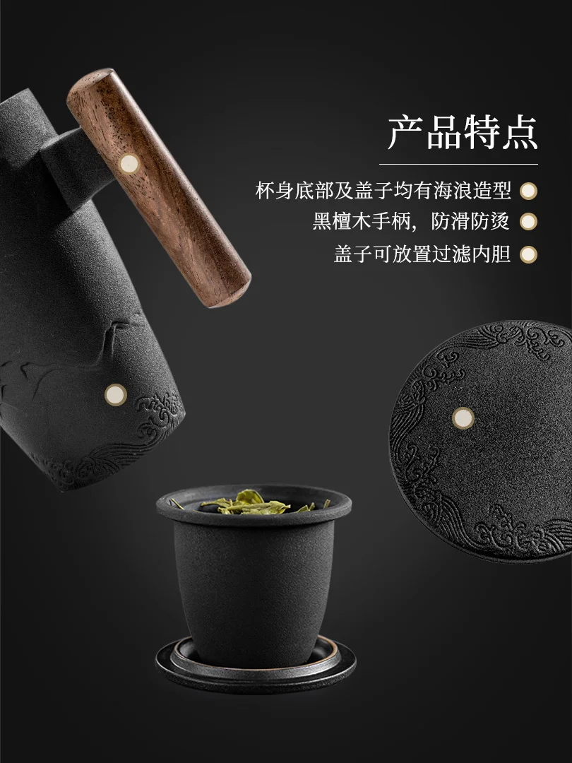 Керамическая большая кофейная кружка с крышкой офисные изолированные чайные