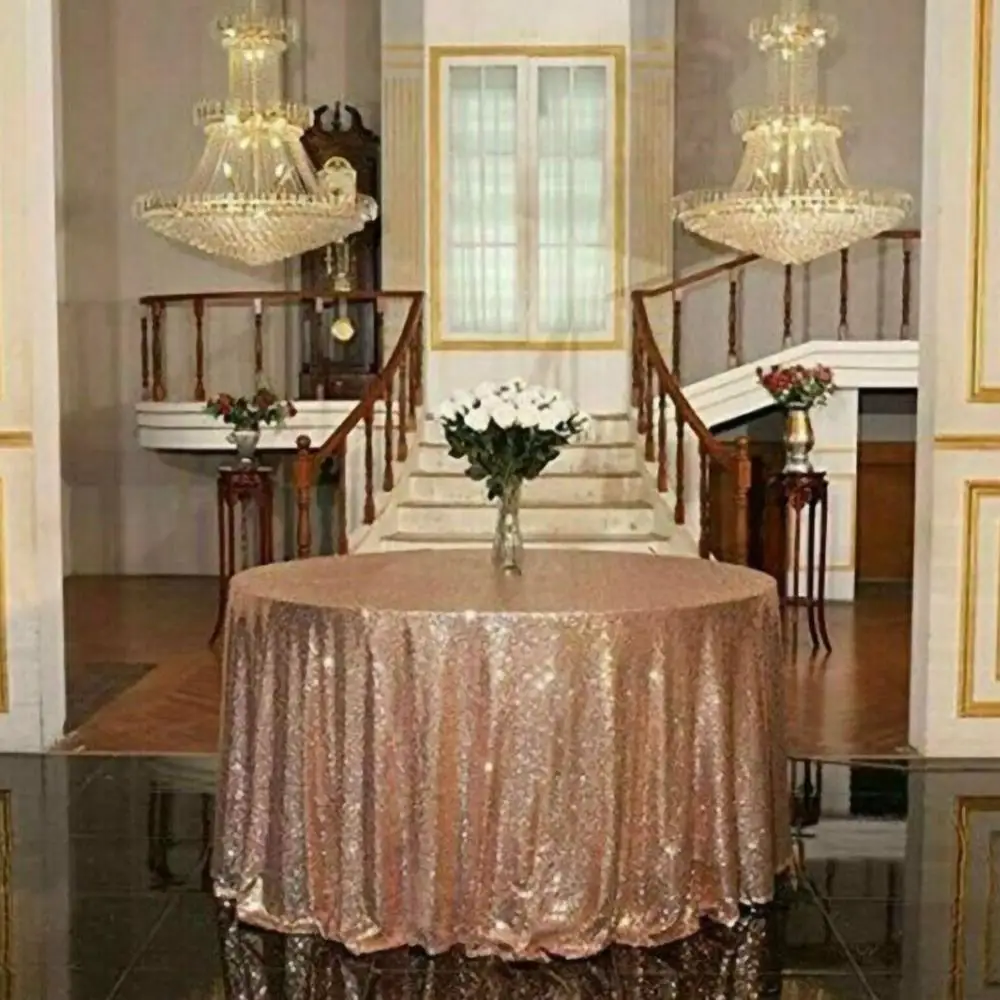 

Fashion Sparkly Glitter Sequin Table Cloth Cover Round Tablecloth Wedding Party Decor 120cm