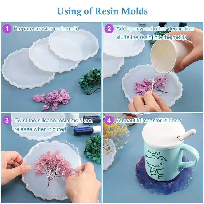 

Hot Sales Irregular Coaster Resin Silicone Mold Casting Molds For Making Wine Glass Coffee Coaster Tray Crafts Jewelry Tools