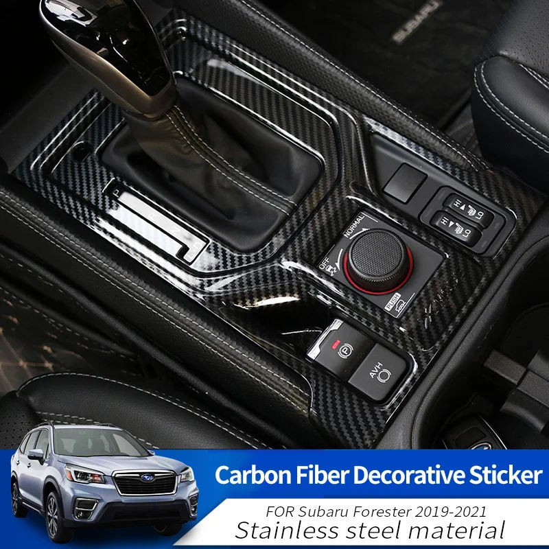 Car Gear Shift Box For Subaru Forester 2019-2021 Central Control Panel Cover Sticker Trim Strip Garnish Car-Styling Accessories