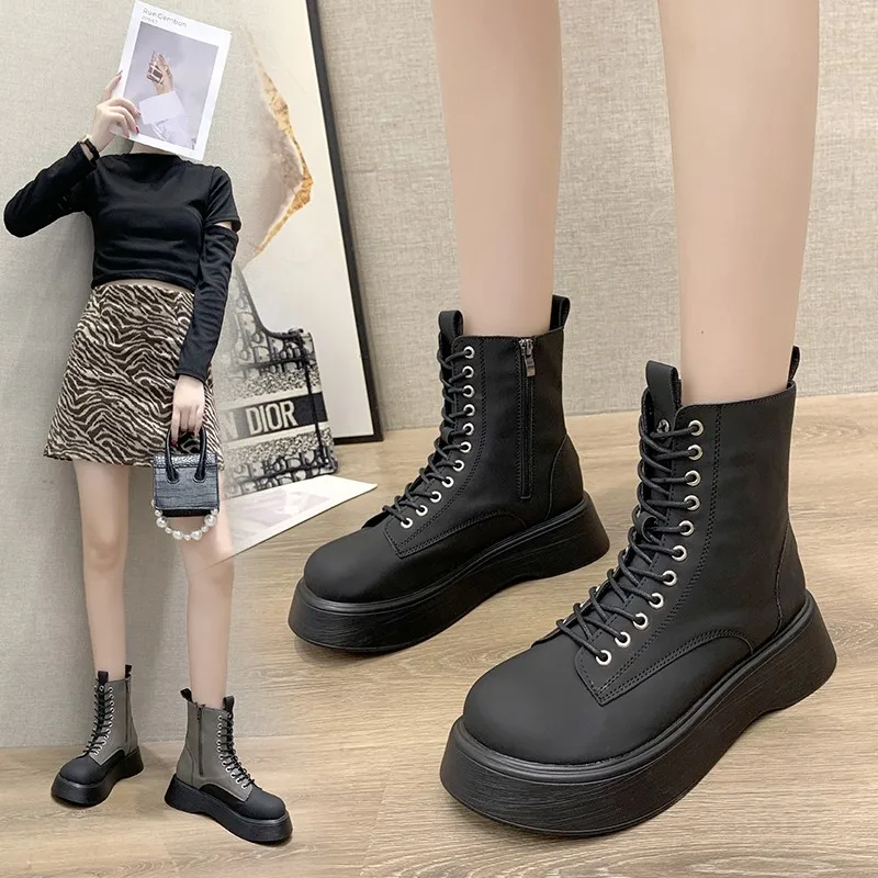 

2021 Autumn And Winter New British Style Short Tube Thick-soled Fashion Street Fried Motorcycle Boots
