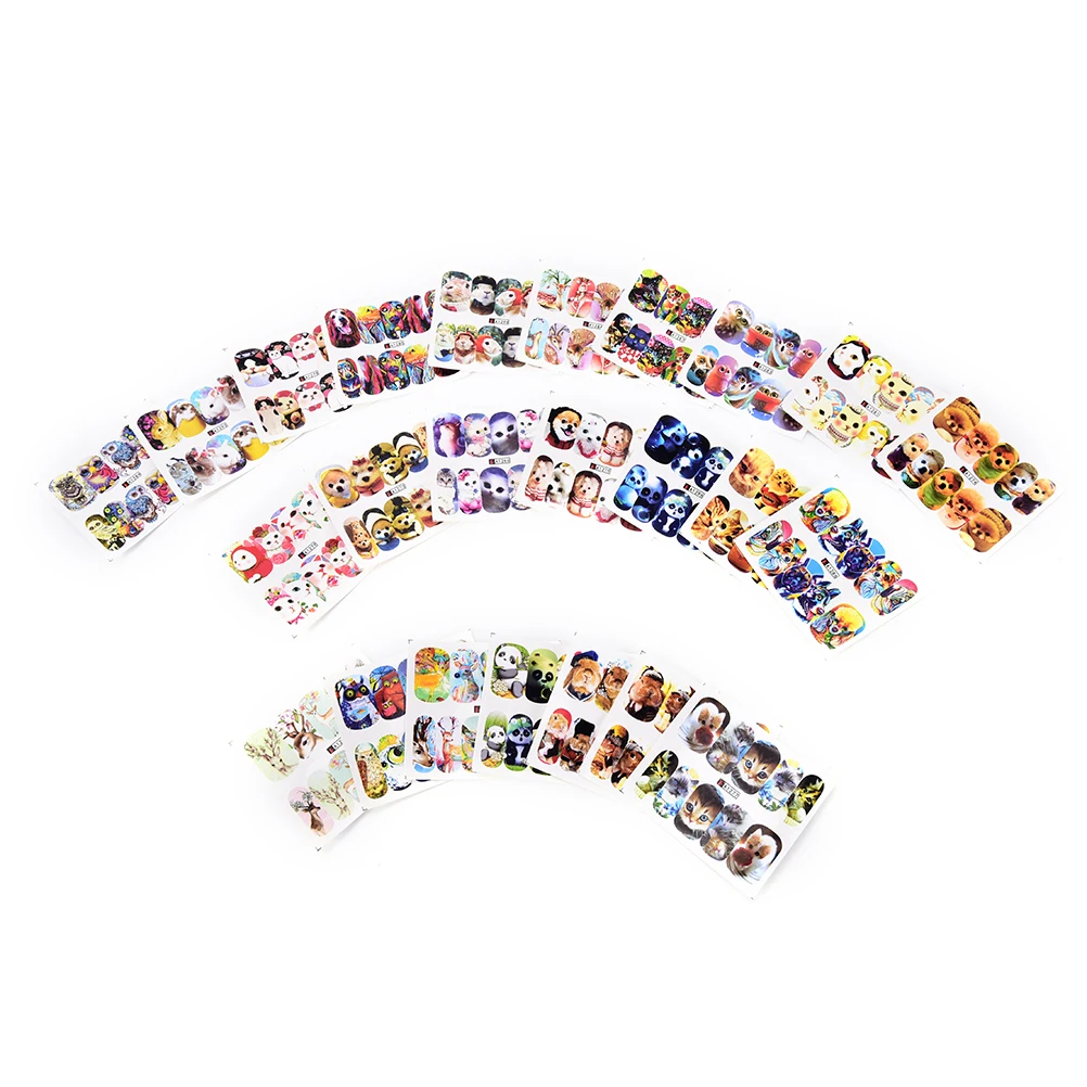 24 листа сделай сам милые животные полная упаковка наклейка для ногтей