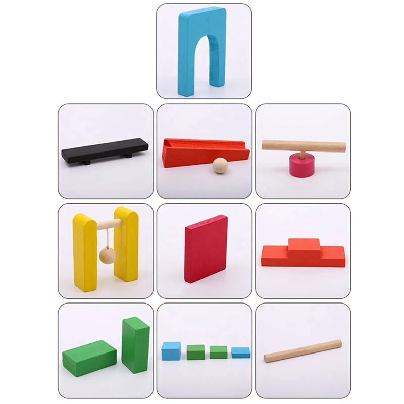 

2set Kids Wooden Domino Institution Accessories Organ Blocks Rainbow Jigsaw Dominoes Educational Wood Toys (A&B)