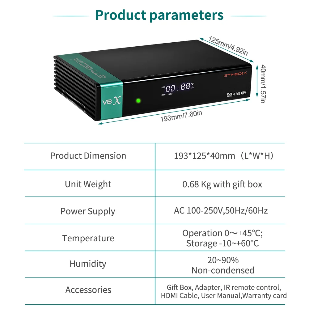 GTMEDIA V8X H.265 DVB-S2 спутниковый ресивер DVB S2 S2X Buildin Wi-Fi CACard Slot TNTsat smart V7 Pro Поддержка usb