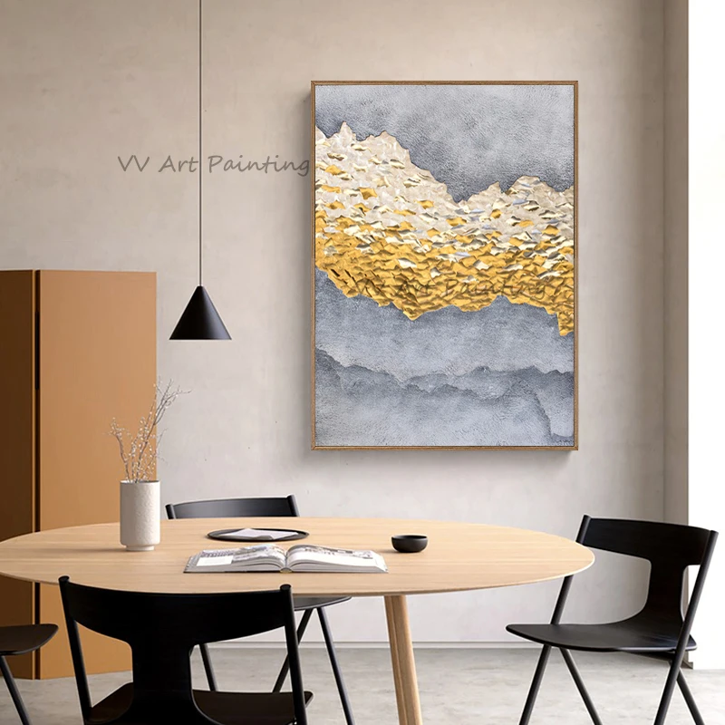 

The Hot Sells Hand Painted Oil Paintings on Canvas Gold Abstract Painting Wall Picture for Living Room Home Decor Art No Framed