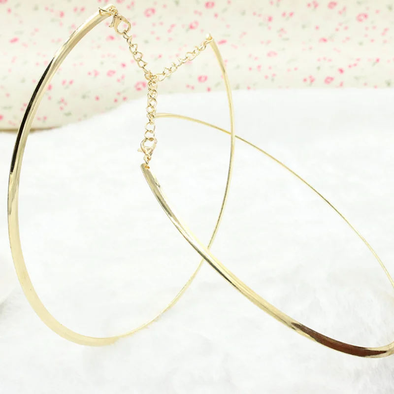 1Pc New Fashion Punk Simple Round Circle Torques for Women Ladies Metal Gold Silver Wire Necklace Collar Choker