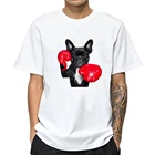 Мужская футболка с круглым вырезом и короткими рукавами, белая Повседневная футболка для боксерской собаки и фитнеса с принтом кошки, 2021