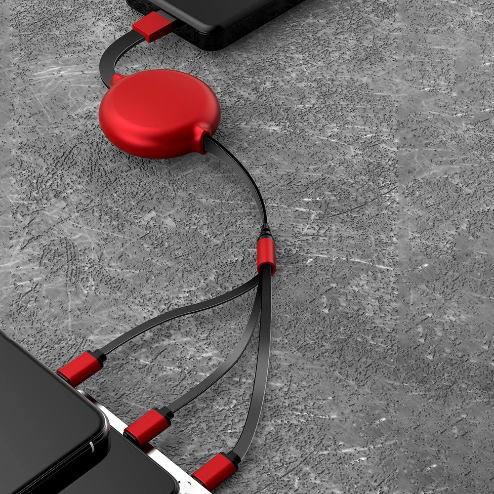 

3 in 1 USB Charge Cable Retractable Type C Micro USB Fast Charger Cord Adapter Data Line for iPhone 12 Samsung S20 Huawei P30